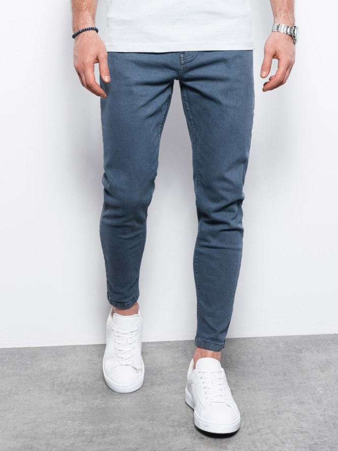 Spodnie męskie jeansowe bez przetarć SLIM FIT - granatowe V4 OM-PADP-0148 - XXL