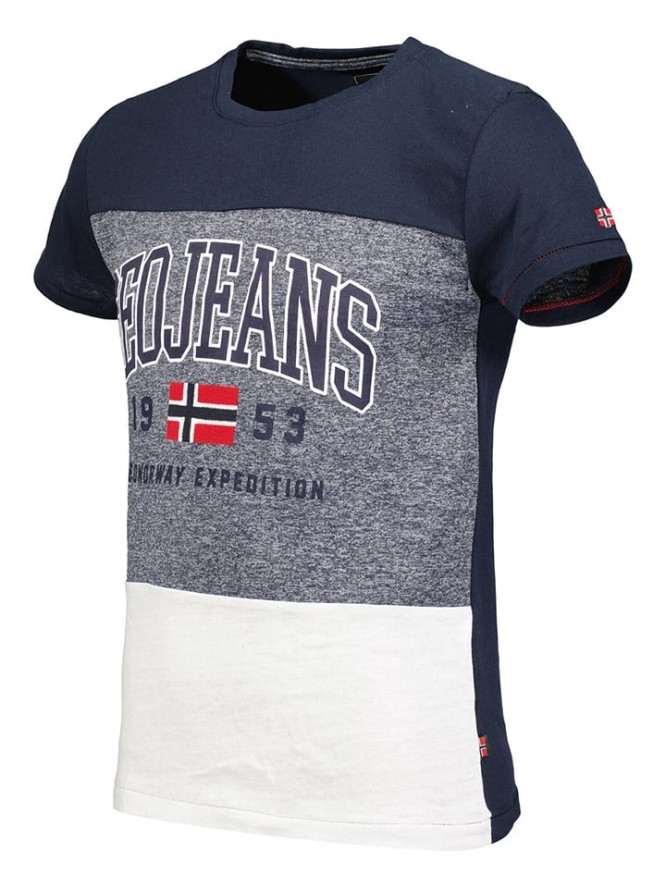 Geographical Norway Koszulka w kolorze granatowo-szarym rozmiar: L
