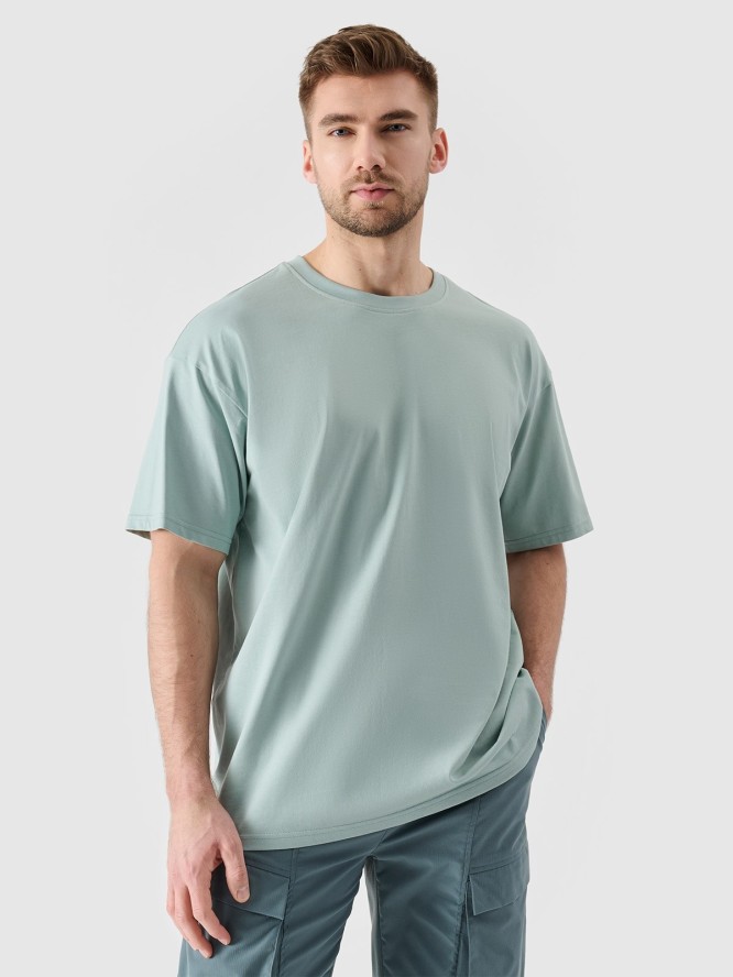 T-shirt oversize z nadrukiem męski - miętowy