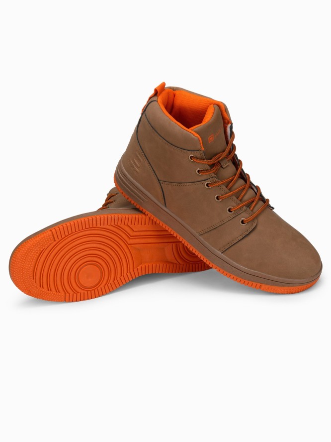 Buty męskie ocieplane sneakersy za kostkę - camel V5 OM-FOSH-0123 - 44