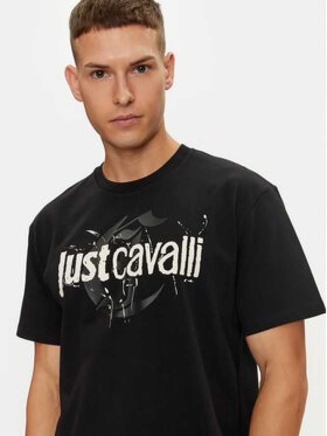 Just Cavalli T-Shirt 76OAHG11 Czarny Regular Fit