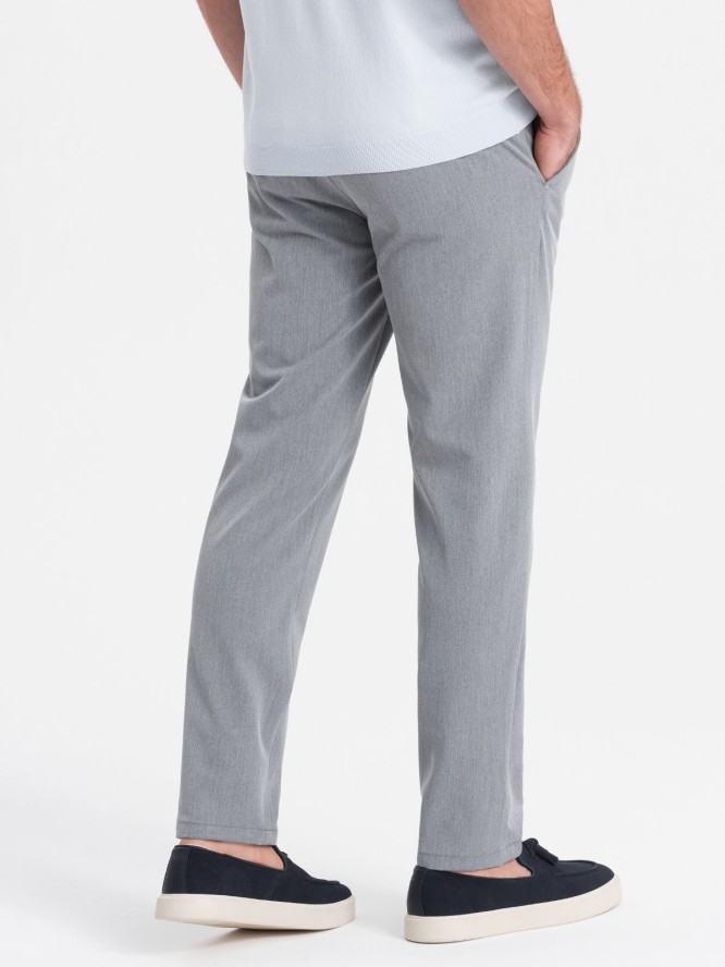 Eleganckie męskie spodnie chino SLIM FIT - jasnoszare V1 OM-PACP-0191 - XXL