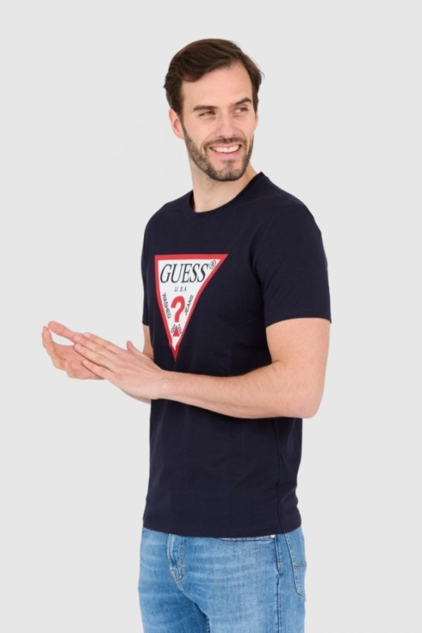 GUESS T-shirt granatowy slim fit