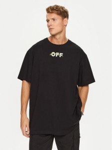 Off-White T-Shirt OMAA038F22JER0071001 Czarny Regular Fit