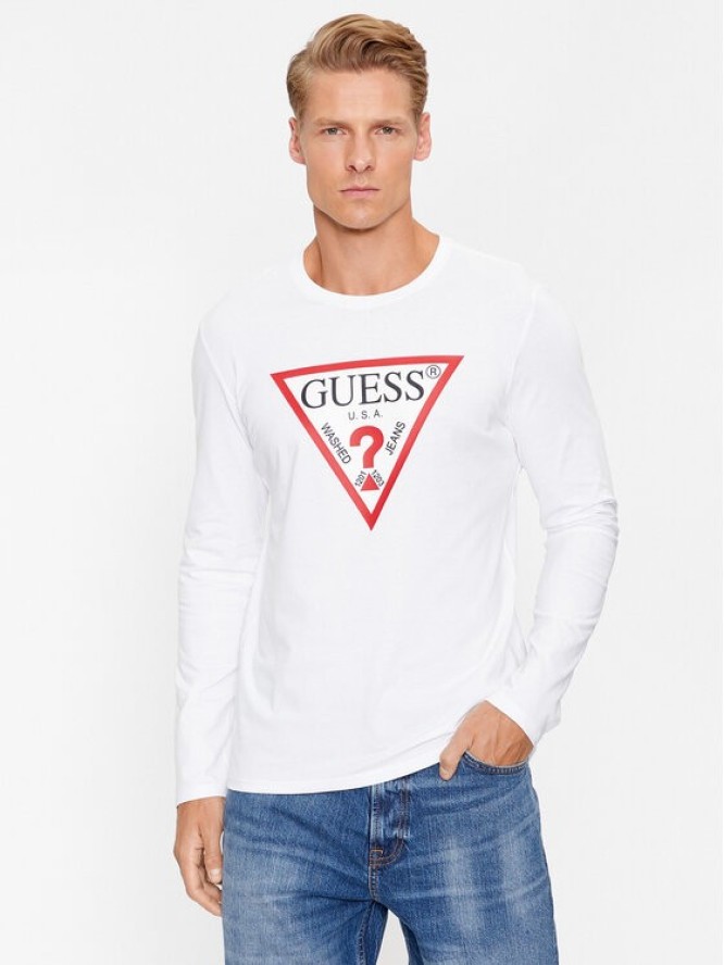 Guess Longsleeve Original Logo M2YI31 I3Z14 Biały Slim Fit