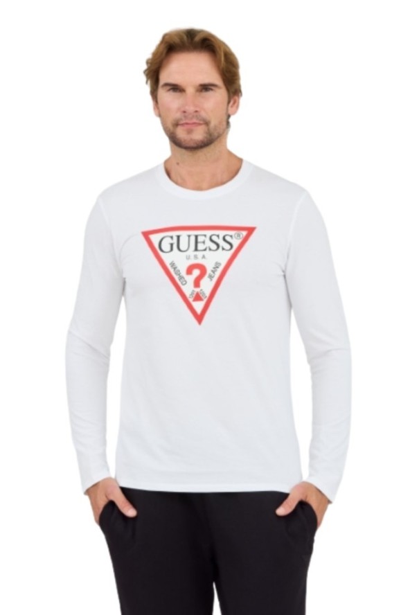 GUESS Biały longslevee Original Logo Tee