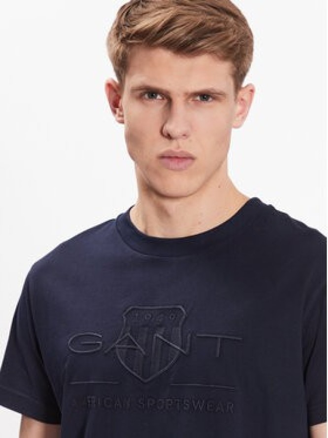 Gant T-Shirt Tonal Shield 2003140 Granatowy Regular Fit