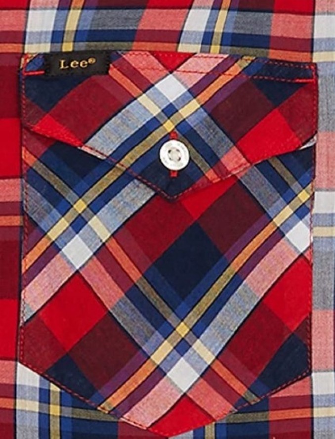 LEE REGULAR SHIRT MĘSKA KOSZULA MATERIAŁOWA W KRATĘ CORE RED L69HMEMN