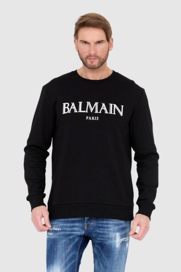 BALMAIN Czarna bluza męska z dużym logo