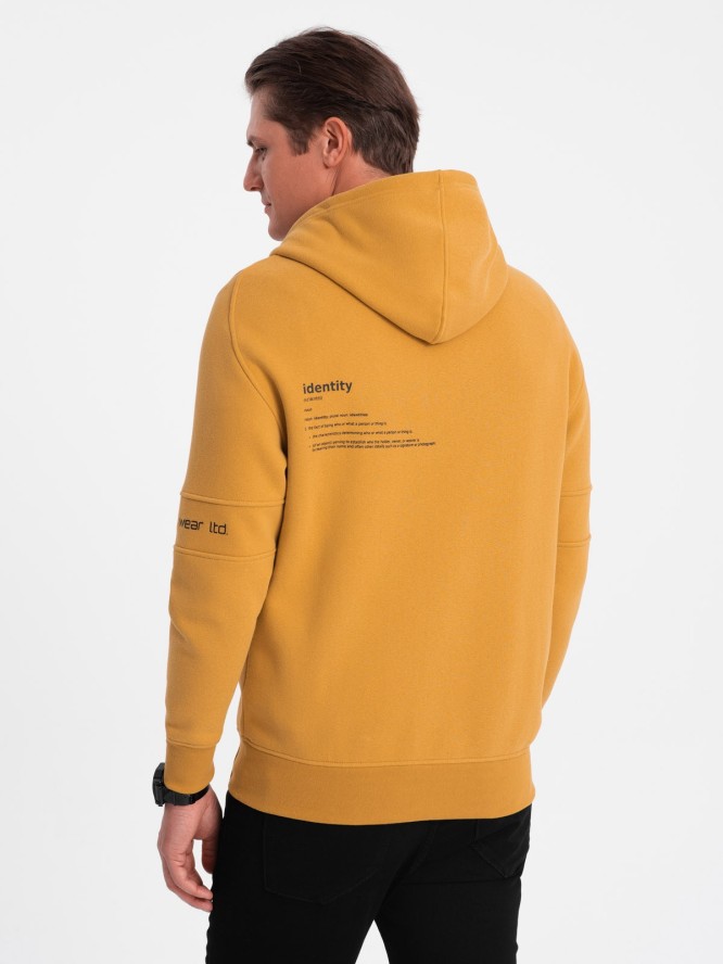 Bluza męska rozpinana hoodie z nadrukami - musztardowa V2 B1423 - M