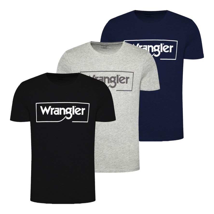 3PAK WRANGLER FRAME LOGO TEE MĘSKI T-SHIRT KOSZULKA NADRUK W70JD3