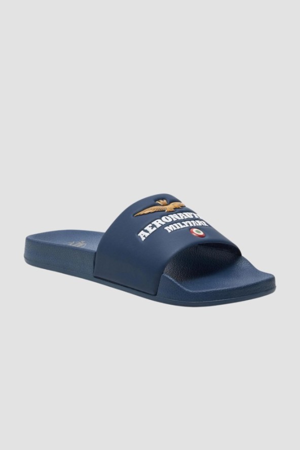 AERONAUTICA MILITARE Niebieskie klapki Beach Slide Sandals