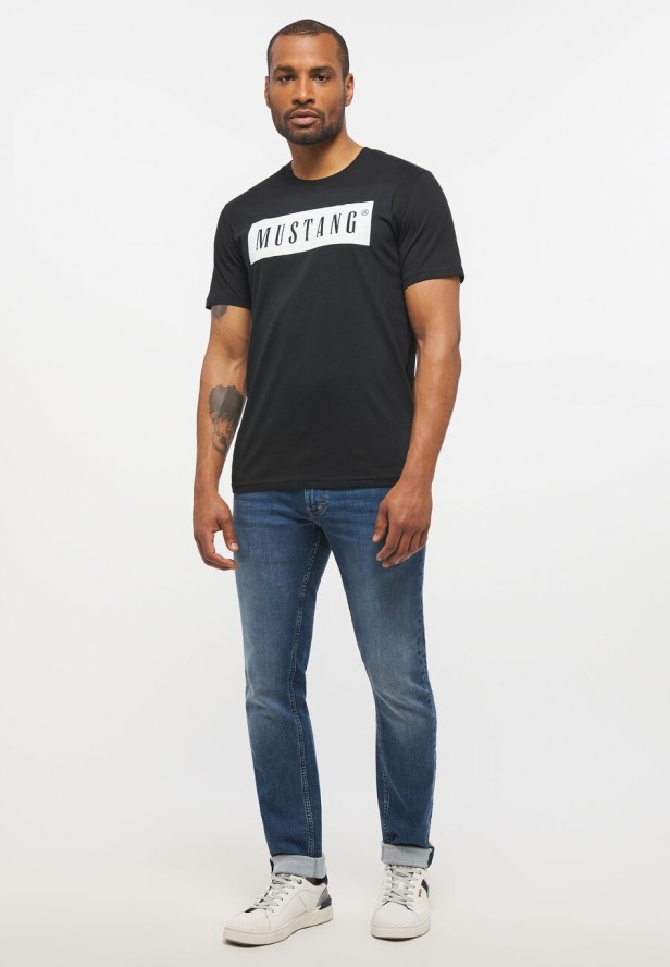 MUSTANG STYLE ALEX C LOGO TEE MĘSKI T-SHIRT KOSZULKA NADRUK BLACK 1013223 4142