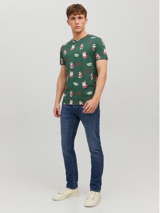 Jack&Jones T-Shirt Christmas 12221442 Zielony Regular Fit