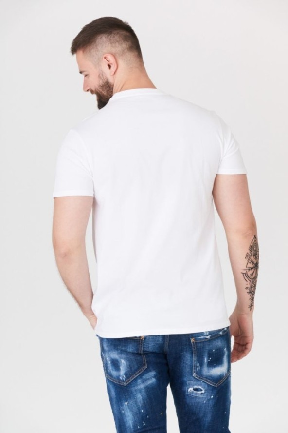 GUESS Biały t-shirt męski z żółtym logo