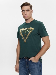 Guess T-Shirt M4RI62 K9RM1 Zielony Slim Fit