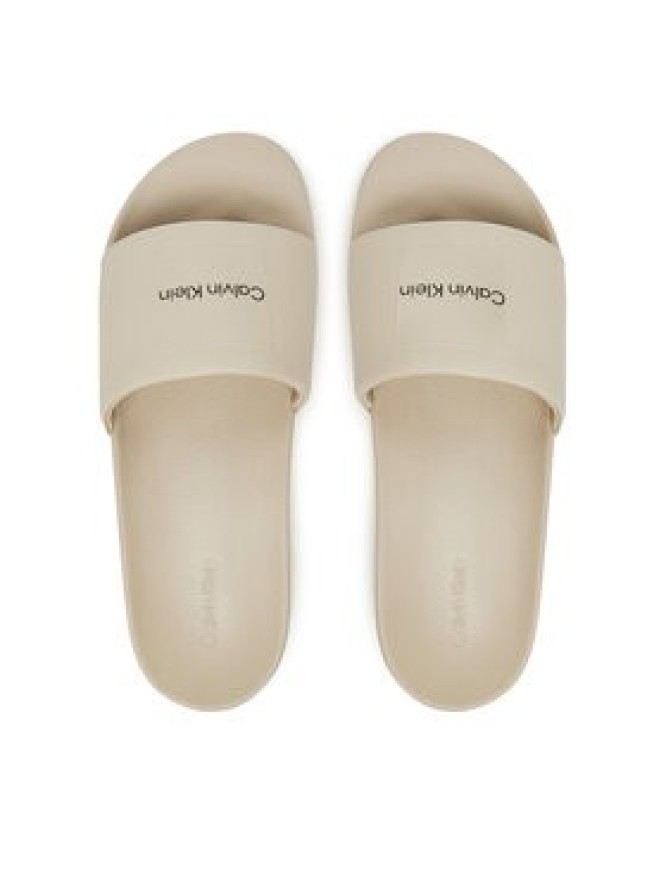 Calvin Klein Klapki Pool Slide W/ Ck Square HM0HM01754 Écru