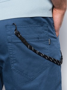 Spodnie męskie materiałowe JOGGERY z ozdobnym sznurkiem - granatowe V9 P908 - XL