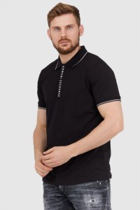 ARMANI EXCHANGE Czarna męska koszulka polo na suwak