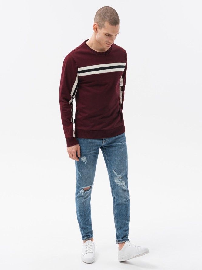 Bluza męska z lampasem - burgundowa V5 B1279 - XL