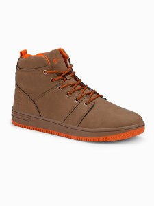 Buty męskie ocieplane sneakersy za kostkę - camel V5 OM-FOSH-0123 - 44