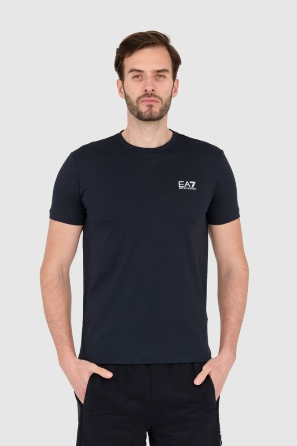 EA7 Granatowy t-shirt męski z małym logo