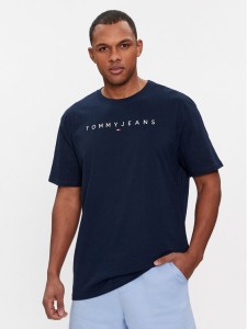 Tommy Jeans T-Shirt Linear Logo DM0DM17993 Granatowy Regular Fit