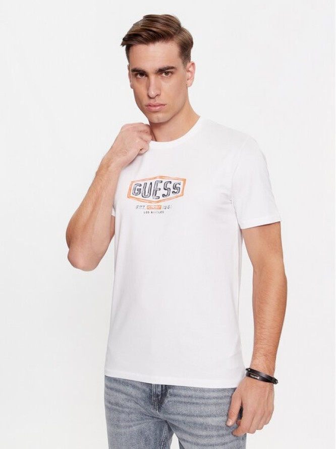 Guess T-Shirt M4RI33 J1314 Biały Slim Fit