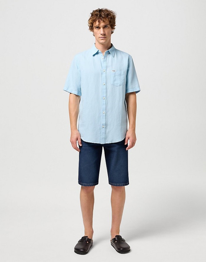 WRANGLER SS 1 PKT SHIRT MĘSKA KOSZULA ELEGANCKA DREAM BLUE 112352188