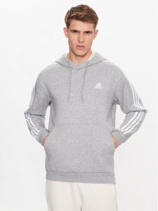 adidas Bluza Essentials Fleece 3-Stripes IJ6474 Szary Regular Fit