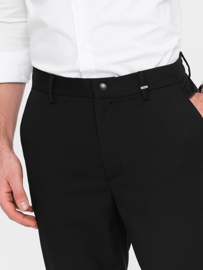 Męskie spodnie chino z gumką w pasie SLIM FIT - czarne V4 OM-PACP-0157 - XXL
