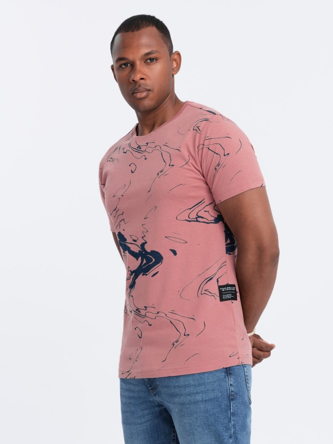 T-shirt męski bawełniany w esy-floresy – różowy V5 OM-TSFP-0184 - XXL
