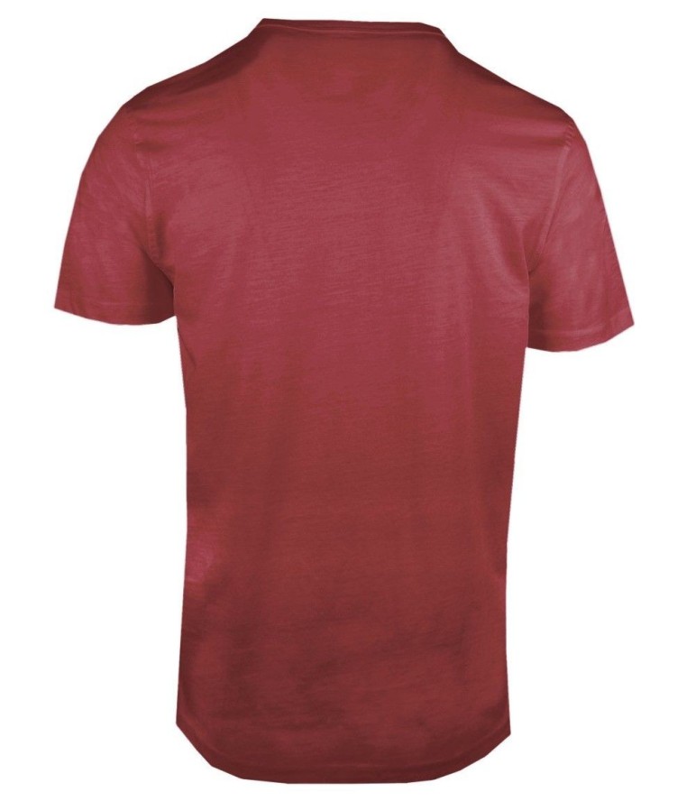 T-Shirt z Dekoltem na Guziki -Pako Jeans- Lekko Melanżowa, Bordowa Tkanina