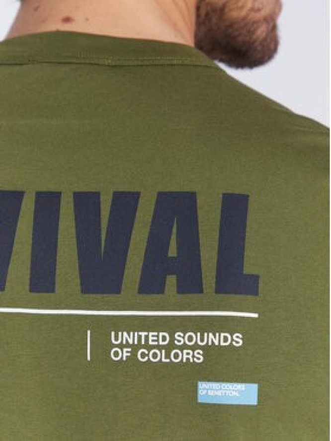 United Colors Of Benetton T-Shirt 3YR3U102R Zielony Regular Fit
