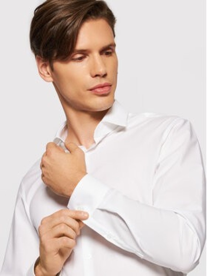 Calvin Klein Koszula 2ply Poplin Stretch Slim Shirt K10K103025 Biały Slim Fit