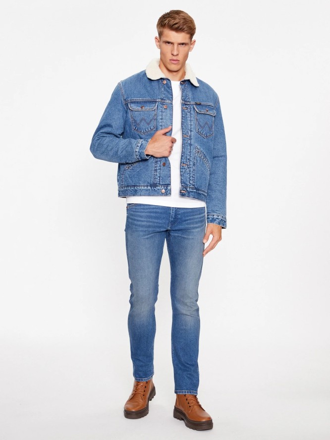 WRANGELR 124MJ SHERPA MĘSKA KURTKA JEANSOWA JEANS BLUE 112341083