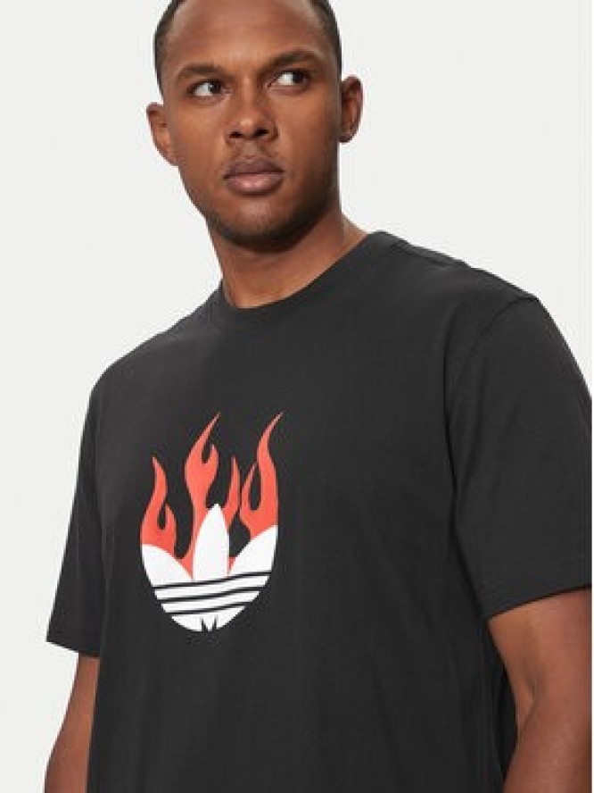 adidas T-Shirt Flames Logo IS0178 Czarny Loose Fit