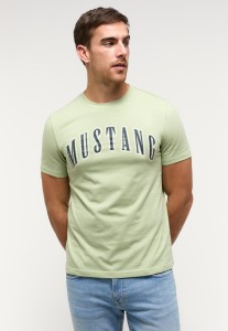 MUSTANG Austin Męski T-shirt Koszulka Logo Nadruk Swamp 1014927 6190