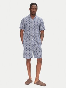 Jack&Jones Komplet koszula i szorty materiałowe Seersucker 12284648 Niebieski Relaxed Fit