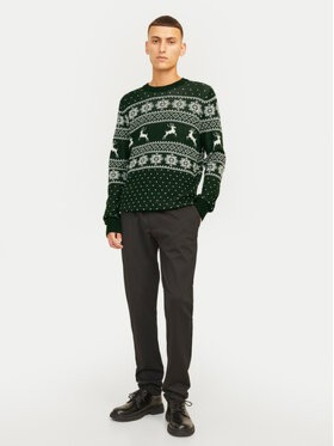 Jack&Jones Sweter Xmas Gabriel 12266118 Zielony Regular Fit