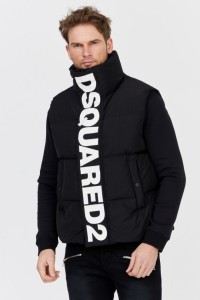 DSQUARED2 Czarny puchowy bezrękawnik z dużym logo