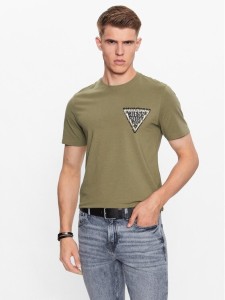 Guess T-Shirt M3YI22 J1314 Zielony Slim Fit