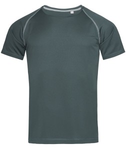 Koszulka T-shirt, Ciemny Szary, Sportowa, ACTIVE-DRY Poliester, Raglanowe Rękawy, Grafitowy