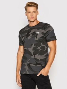 Alpha Industries T-Shirt Backprint T Camo 128507C Czarny Regular Fit