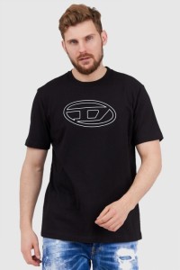 DIESEL Czarny t-shirt męski z wytłaczanym logo