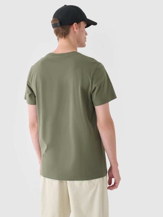 T-shirt regular z nadrukiem męski - khaki