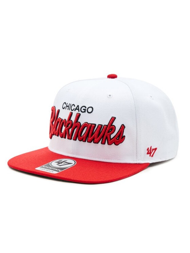 47 Brand Czapka z daszkiem NHL Chicago Blackhawks Crosstown Script Two tone '47 CAPTAIN H-CTWTT04WBP-WH Biały