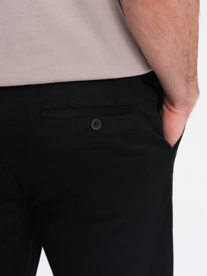 Spodnie męskie chino SLIM FIT z delikatną teksturą - czarne V5 OM-PACP-0190 - XXL