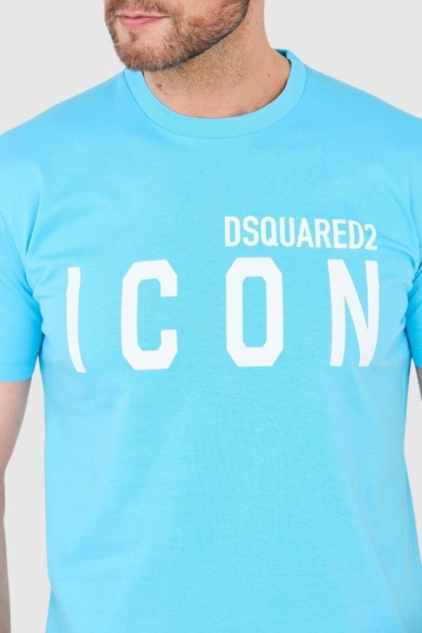 DSQUARED2 Niebieski t-shirt męski z dużym logo icon