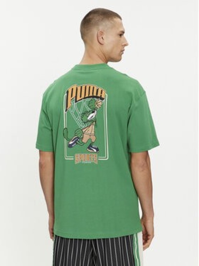 Puma T-Shirt For The Fanbase Graphic 624395 Zielony Relaxed Fit